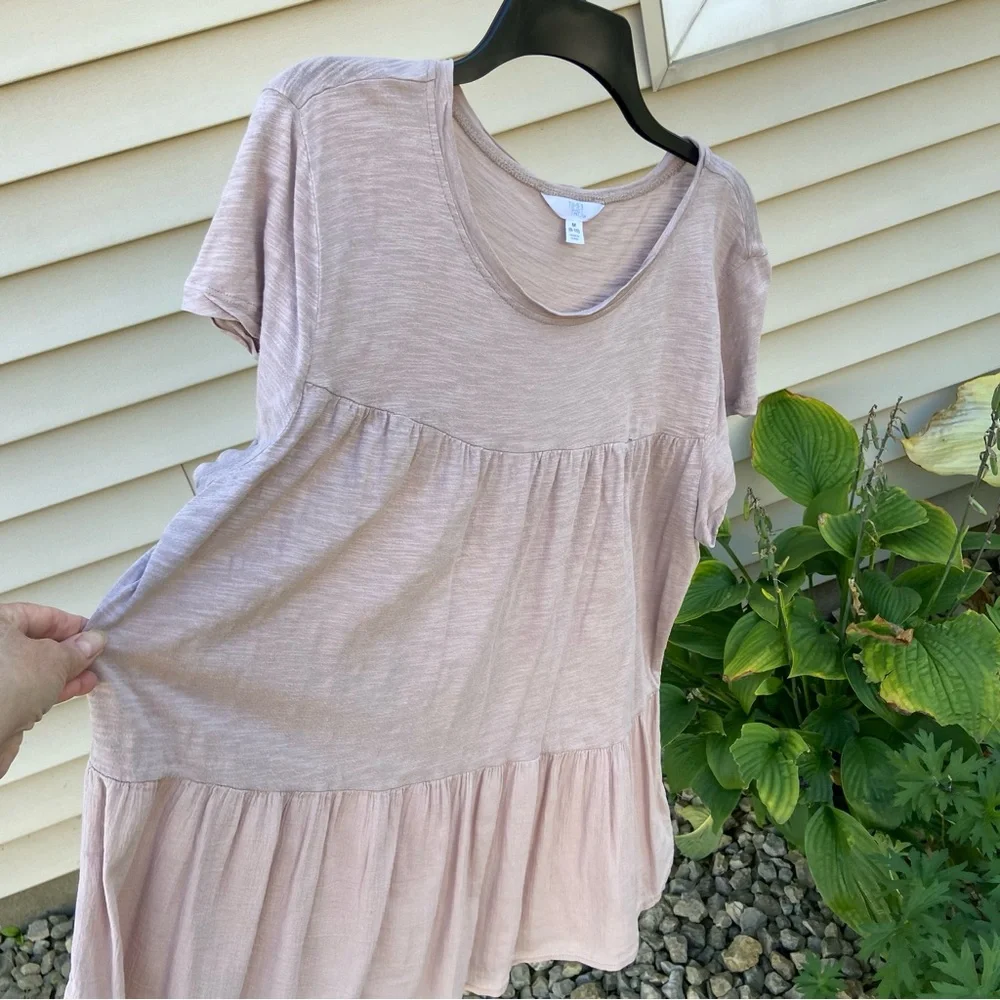Used Time & True Sz-M/8-10 Cotton Pheasant Top, Tan, Well Worn-In Fair Condition